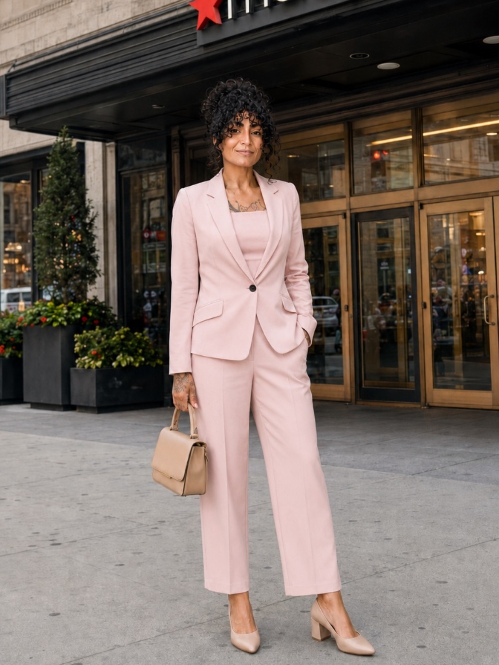 New York & Company Women’s Pink Stretch Pantsuit – Size 12 NWOT